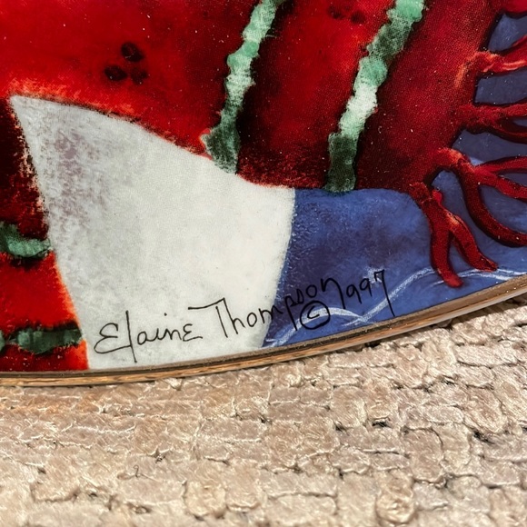 Vintage Elaine Thompson 1997 12" Snowman platter - Picture 4 of 11